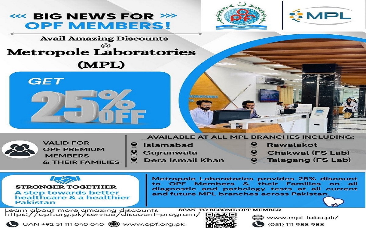 Special discount for overseas Pakistanis at Metro Laboratories across Pakistan.